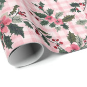 Cadeau Papier d'enveloppement rose Fleur de Noël (Coin rond)