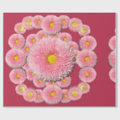 Cadeau Papier d'enveloppement rose Fleurs de marguerite (Plat)