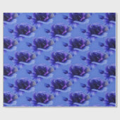Cadeau Papier d'enveloppement Rose Floral bleu (Plat)