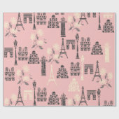Cadeau Papier d'enveloppement rose Paris (Plat)