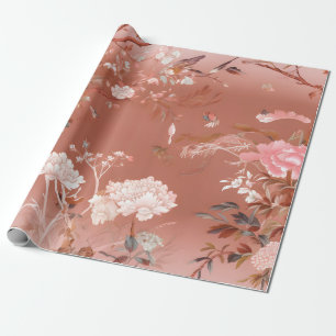 Cadeau Papier d'enveloppement rose Peony Chinoiserie