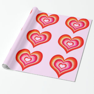 Cadeau Papier d'enveloppement rose pour coeur réverbérant