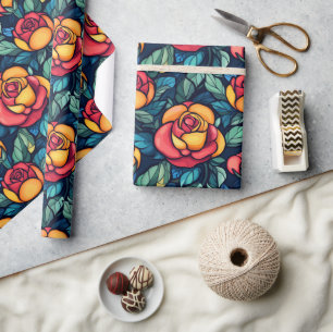 Cadeau Papier d'enveloppement Rose tendance