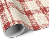 Cadeau Papier d'enveloppement rouge de Noël rustique (Coin rond)