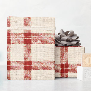Cadeau Papier d'enveloppement rouge de Noël rustique