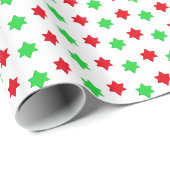 Cadeau Papier d'enveloppement rouge et étoile verte de No (Coin rond)