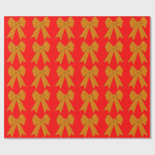 Cadeau Papier d'enveloppement rouge or Bow