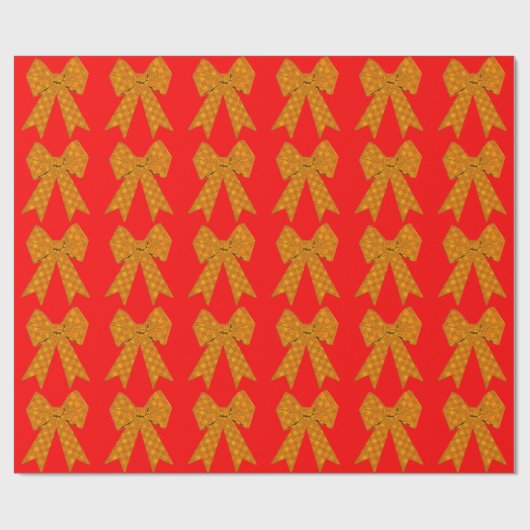 Cadeau Papier d'enveloppement rouge or Bow (Plat)