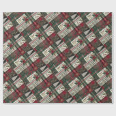 Cadeau Papier d'enveloppement rustique de Noël vert (Plat)