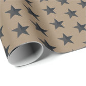 Cadeau Papier d'enveloppement Rustique Kraft Black Stars (Coin rond)