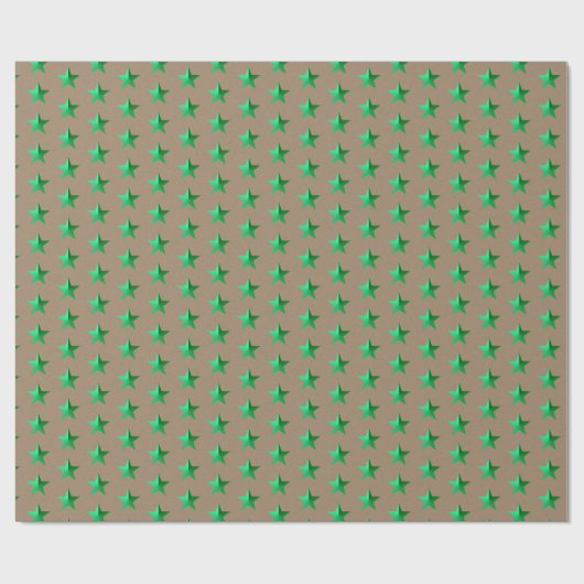 Cadeau Papier d'enveloppement Rustique Kraft Green Stars (Plat)