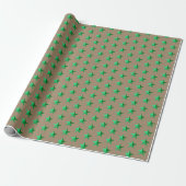 Cadeau Papier d'enveloppement Rustique Kraft Green Stars (Déroulé)