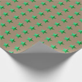 Cadeau Papier d'enveloppement Rustique Kraft Green Stars (Coin)