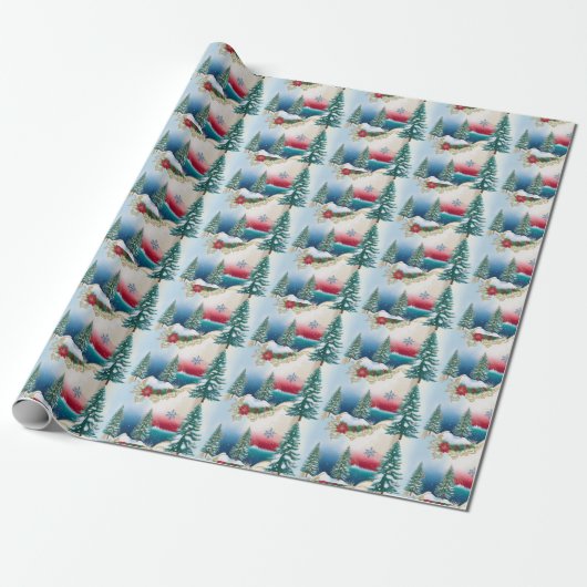 Cadeau Papier d'enveloppement rustique vert de Noël (Déroulé)