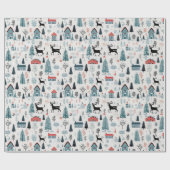 Cadeau Papier d'enveloppement Scène de Noël scandinave (Plat)