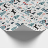 Cadeau Papier d'enveloppement Scène de Noël scandinave (Coin)