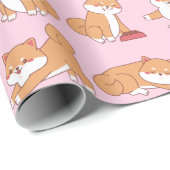 Cadeau Papier d'enveloppement Shiba Inu (Coin rond)