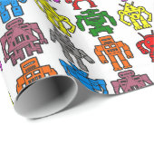 Cadeau Papier d'enveloppement Silhouette Robot (Coin rond)