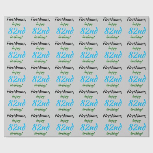 Cadeau Papier d'enveloppement simple 82e anniversaire (Plat)