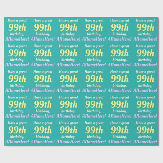 Cadeau Papier d'enveloppement simple 99e anniversaire (Plat)