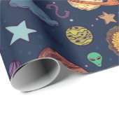 Cadeau Papier d'enveloppement spatial (Coin rond)