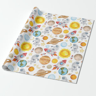 Cadeau Papier d'enveloppement spatial - Planètes Astronau