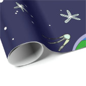 Cadeau Papier D'Enveloppement Terre Et Satellite (Coin rond)