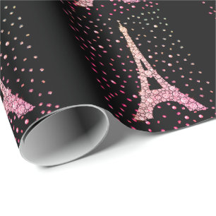 Cadeau Papier d'enveloppement Tour Eiffel à bille rose