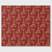 Cadeau Papier d'enveloppement Tour Eiffel Joyeux Noel (Plat)