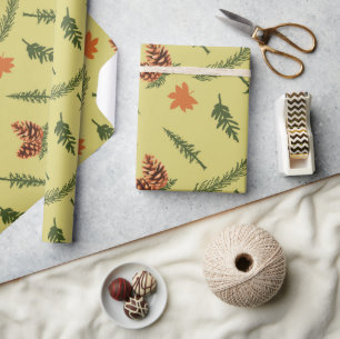 Cadeau Papier d'enveloppement transparent avec Pinecones