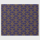 Cadeau Papier d'enveloppement tribal bleu et or (Plat)