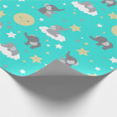 Cadeau Papier d'enveloppement Turquoise Cute Elephant et  (Coin)