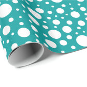 Cadeau Papier d'enveloppement turquoise des points (Coin rond)
