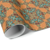 Cadeau Papier d'enveloppement turquoise Fractal vert (Coin rond)