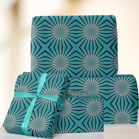 Cadeau Papier d'enveloppement Turquoise moderne rétro du