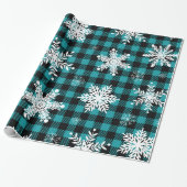 Cadeau Papier d'enveloppement Turquoise noir à flocon à n (Déroulé)