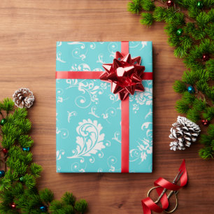 Cadeau Papier d'enveloppement turquoise Vintage rétro à m
