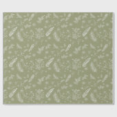 Cadeau Papier d'enveloppement végétal rustique vert olive (Plat)