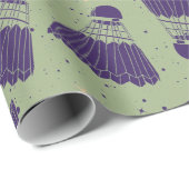 Cadeau Papier d'enveloppement vert de choc spatial (Coin rond)