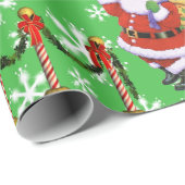 Cadeau Papier d'enveloppement vert de Noël (Coin rond)