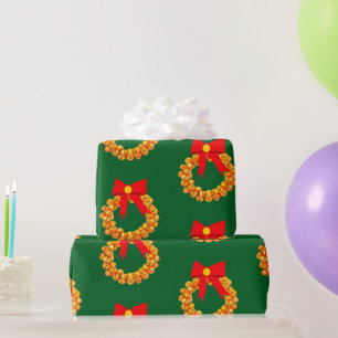 Cadeau Papier d'enveloppement vert des cloches d'or