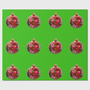 Cadeau Papier d'enveloppement vert des ornements rouges