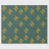 Cadeau Papier D'Enveloppement Vert Et Doré (Plat)
