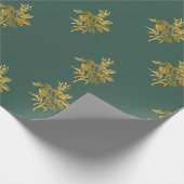 Cadeau Papier D'Enveloppement Vert Et Doré (Coin)
