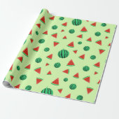 Cadeau Papier d'enveloppement vert Motif de pastèque (Déroulé)