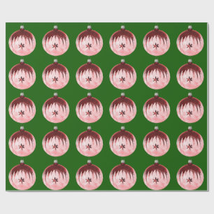Cadeau Papier D'Enveloppement Vert Rouge Et Rose