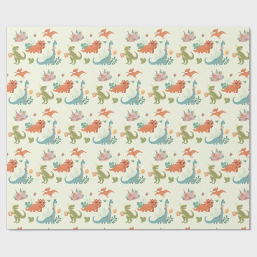 Cadeau Papier d'enveloppement vert T-Rex pour Dinosaures (Plat)