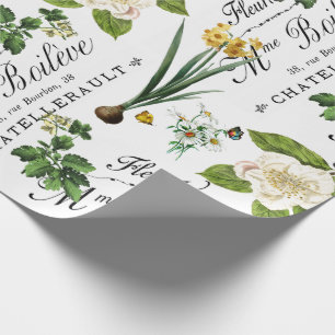Cadeau Papier d'enveloppement Vintage à fleurs de printe