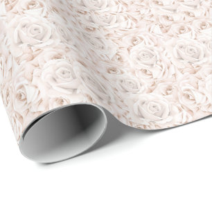 Cadeau Papier d'enveloppement vintage de roses blanches
