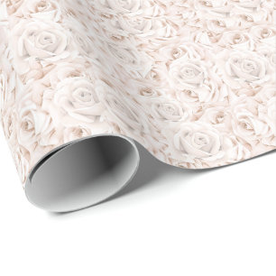 Cadeau Papier d'enveloppement vintage de roses blanches